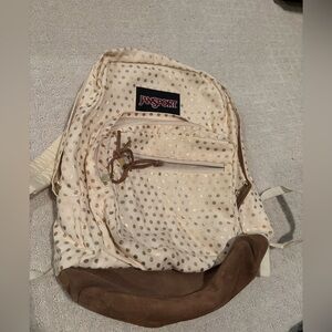Girls Jansport Backpack | Polkadots | Neutral | Shiny | Pre-loved